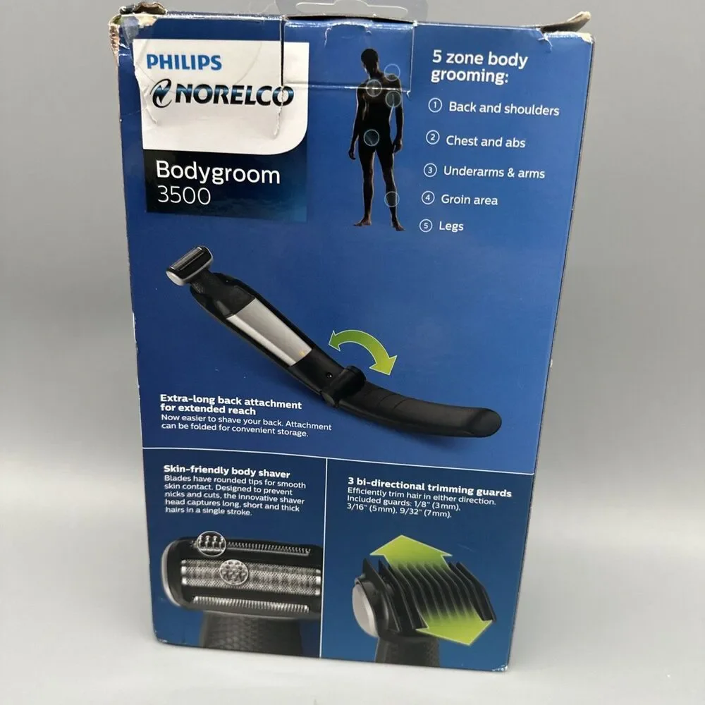 BL Philips Norelco Shaver 3500 Trim & Shave Bodygroom Brand New Damaged Box